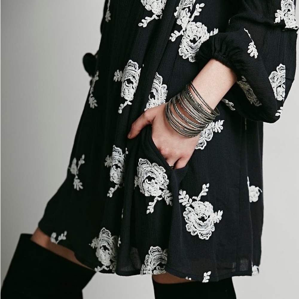 Free People Embroidered Babydoll Mini Dress w/Pockets - Picture 12 of 13